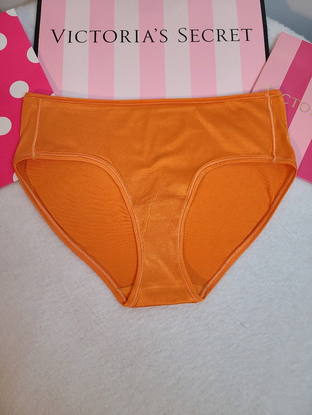 Y2K Victoria's Secret Fabulous Satin Classic Hiphugger Panty Size Lg Orange